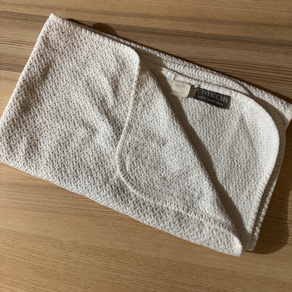 Coyuchi Cream Textured baby crib blanket